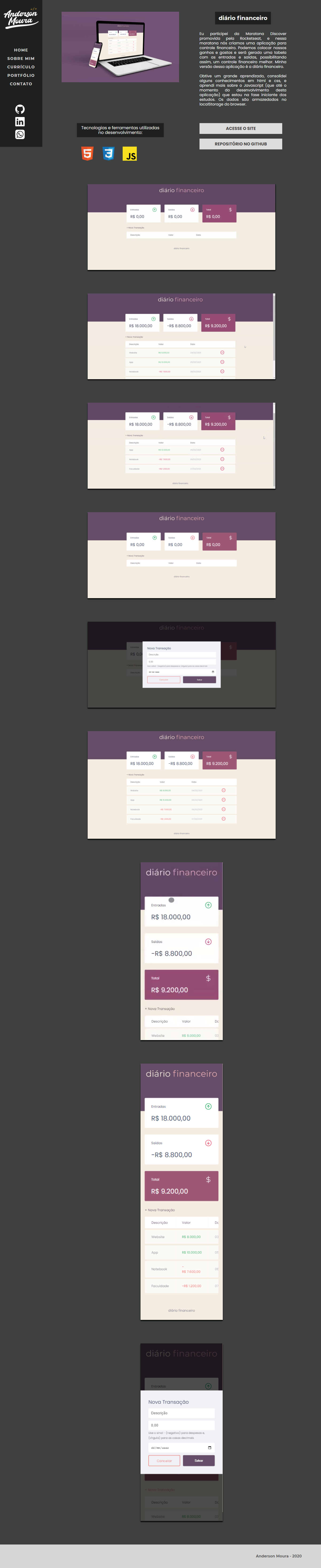 Print da página de projetos